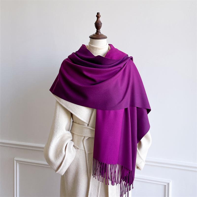 Luxury Winter Cashmere Scarf Women Gradient Handkerchief Warm Pashmina Female Shawl Wrap Soft Pareo Bufanda Winter Hijabs Stole