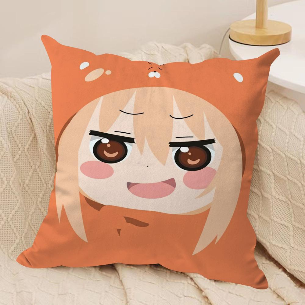Umaru Doma Anime Cushion Cover Soft Plush Fabric Double-Sided Printed Sofa Cushion Cover for All Seasons Home Decor Gift