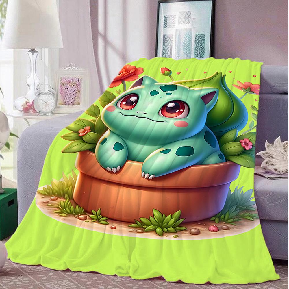 Kawaii B-Bulbasaurs Double Blanket for Bed Sofa Blankets and Camping Furry New Year Bedspread the Anime Home Decoration Sofas