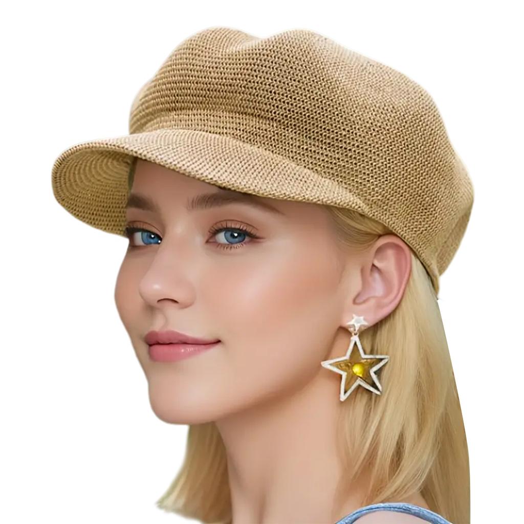 Retro Beret Caps For Women Solid Color Breathable Mesh Design Sun Protection Uv Block Spring Summer Linen Girls Adjustable Daily