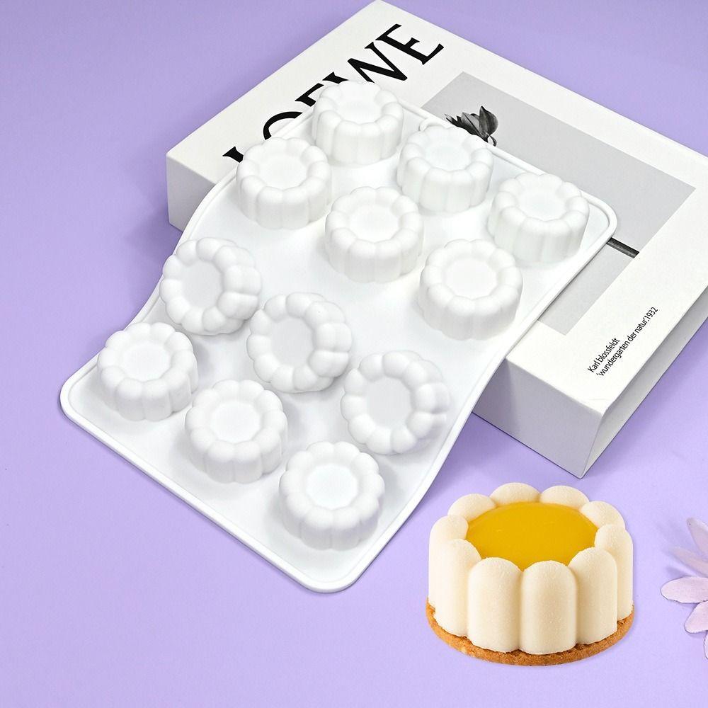Round Flower Design Bento Cake Silicone Mold Silicone Material Gypsum Making Chocolate Mousse Mould Pudding Mold Dessert Making
