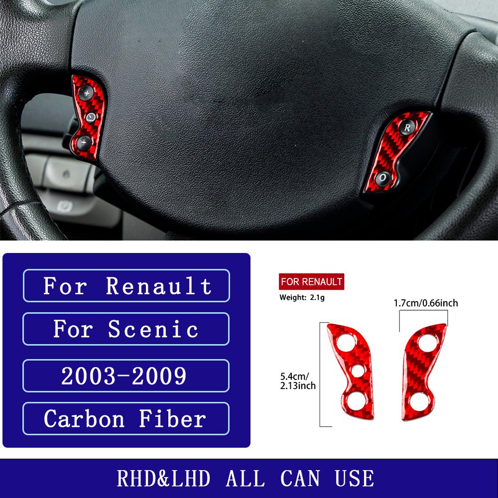 For Renault Scenic 2003-2009 Carbon Fiber Steering wheel button control panel Cover Car Accessories Interior Decorative Stickers