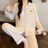 Womens Cute Cartoon Pajamas Set Long Sleeve Loose Loungewear Students Home Wear