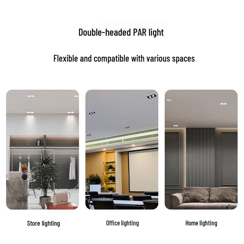 Ultra-Thin Dual/Single Head Recessed Square LED Spotlight for Commercial & Household Use