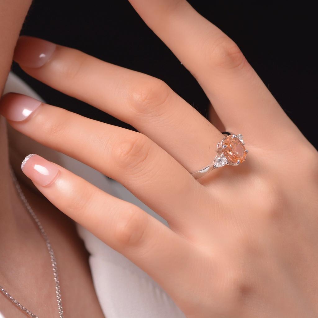 Sparkling 100 %925 Sterling Silver Oval 7 *9mm Red Pink Blue High Carbon Diamond Adjustalbe Rings For Women Fine Jewelry