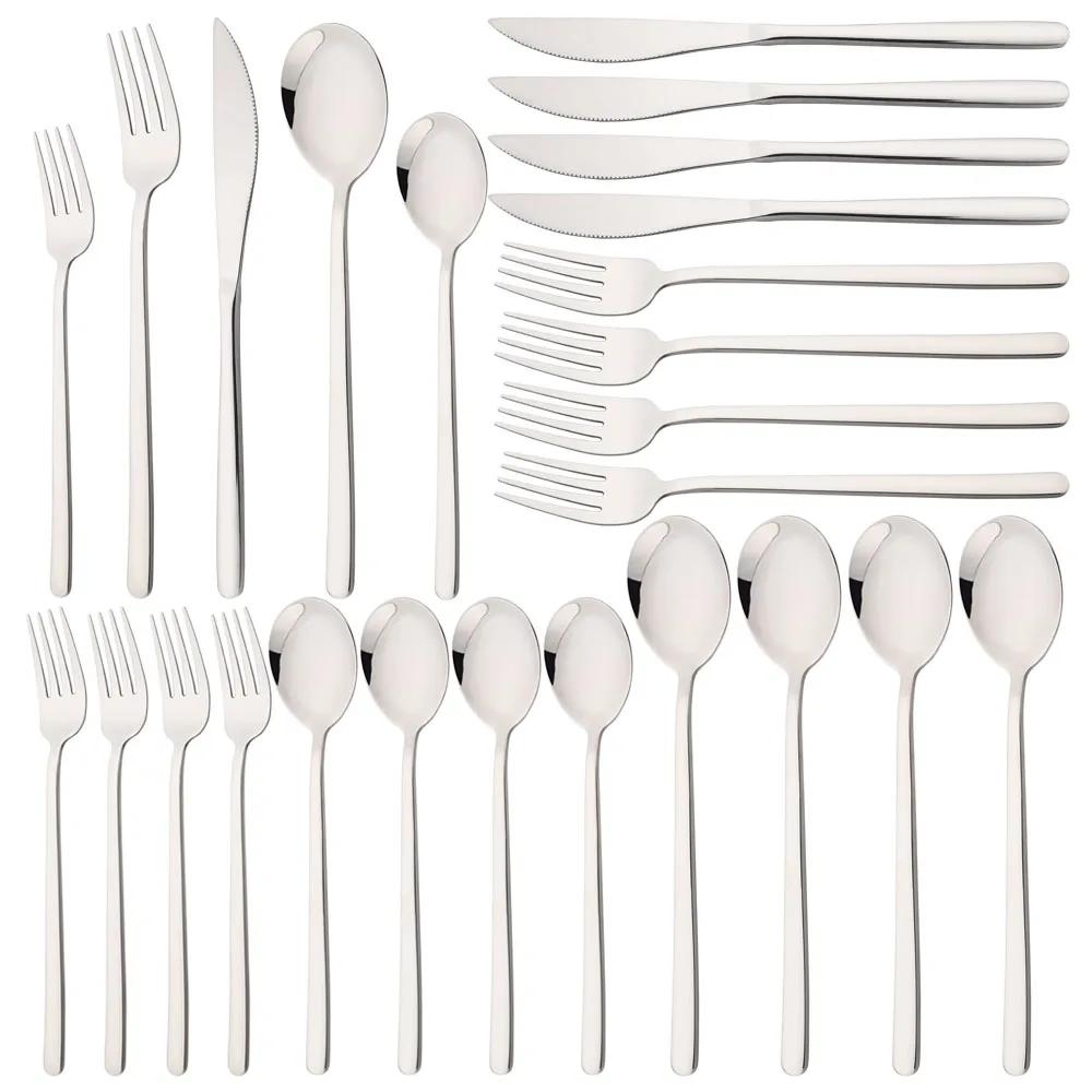 20Pcs/Set Black Cutlery Set Stainless Steel Gold Tableware Knife Dessert Fork Spoon Dinnerware Set Kitchen Flatware Silverware
