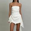 2026 Summer New Women's Clothing, Sexy Temperament Backless Tube Top Pleated Solid Color Short Dress Dress