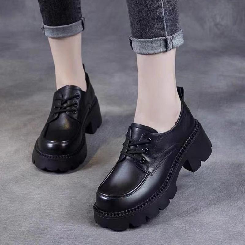 

Маленькие кожаные туфли женские осенние новые универсальные Мэри Джейн на платформе одинарные туфли высокого класса одинарные туфли 40