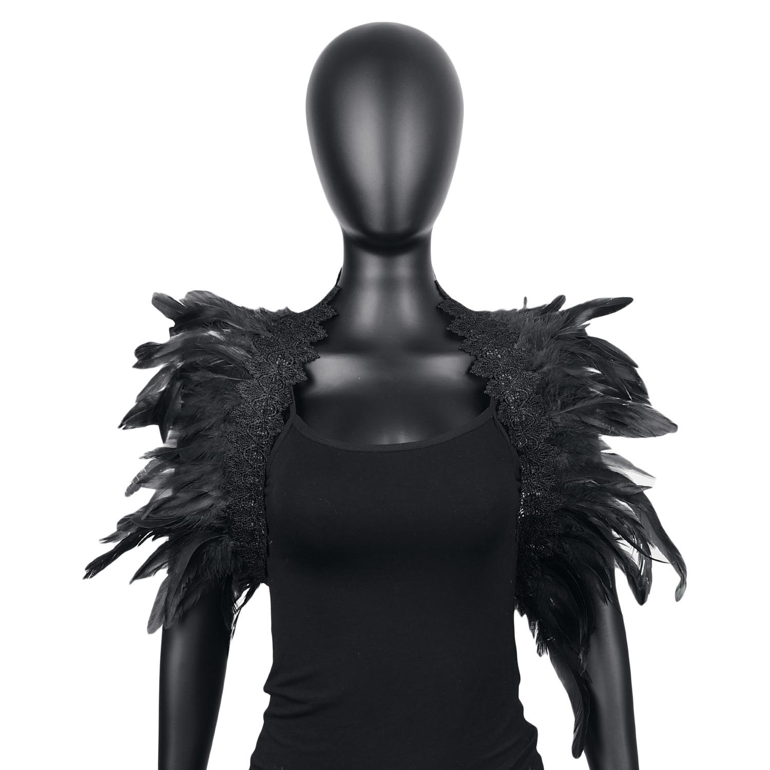 

Кружевной платок из перьев, накидка-жилет, одежда, праздничная вечеринка, аксессуары для макияжа, украшения на Хэллоуин, украшения для вечеринки чёрный