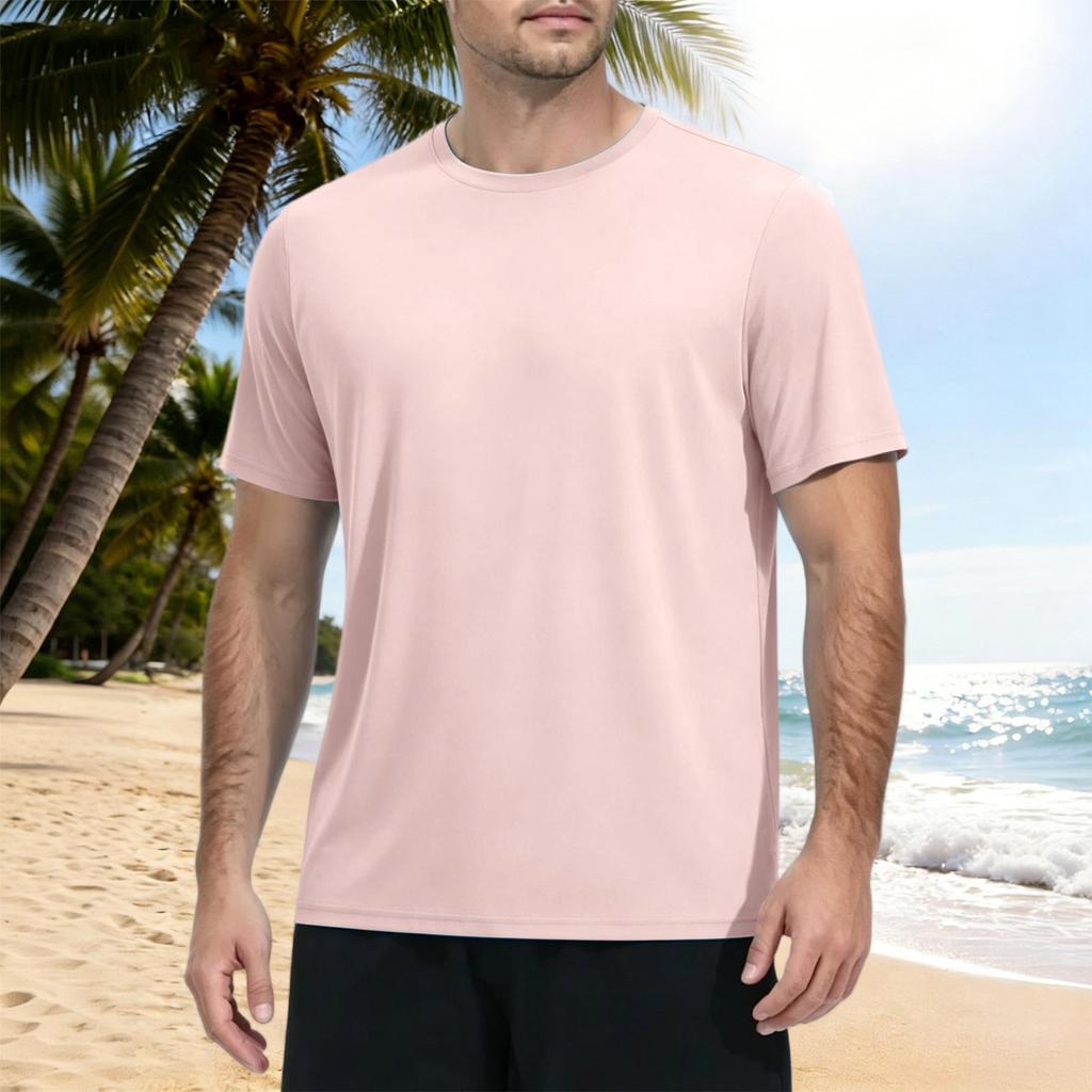 Men's Summer Quick Dry Short Sleeve T Shirt Lightweight Athletic Fitness Top for Outdoor Sports Hiking Running Gym