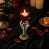 Dark Aesthetic Home Accents Halloween Skeleton Hand Rose Candle Holder, Gothic Resin Decorative Ornament Romantic Decor for Table Decor, Style