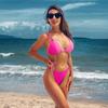 CHARMLEAKS Damski strój kąpielowy bikini Trójkątny sznurek Kolorowy blok Seksowne dwuczęściowe kostiumy kąpielowe z dekoltem w kształcie litery V