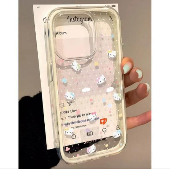 

Polka Dot KT Cat Full Screen Two-in-One Case for Apple 11-17 Pro Max Models, Soft Finish. iPhone 14 Pro