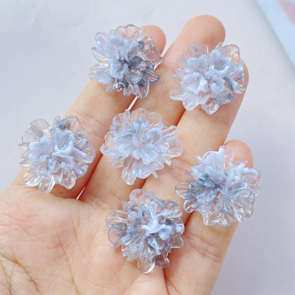 22mm Resin Colorful Gradual Candy Color Lotus Flat Back Flower Rhinestones Figurines Scrapbook Ornaments DIY Bow Clothing Crafts