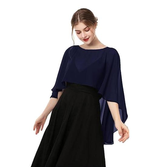 Soft Drape Blouse for Air Conditioned Rooms Women's Shawls And Wraps Evening Dress, Chiffon Shawl, Elegant Sophisticated Office Casual Wear