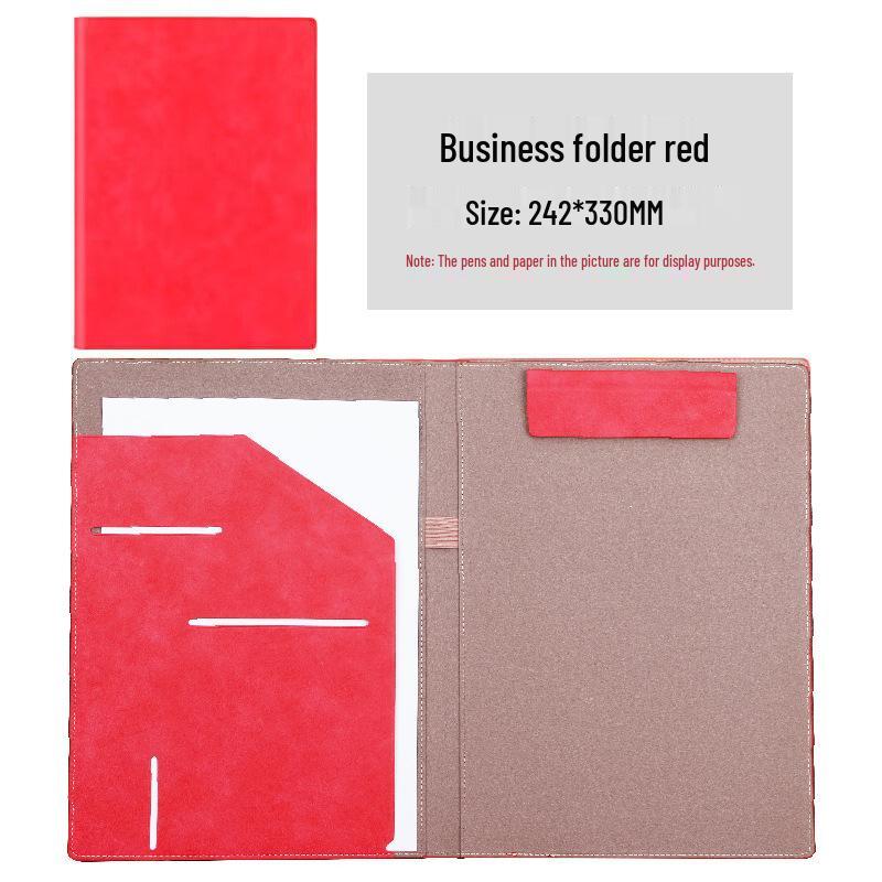 A4 Multi-Functional Leather Business Folder with Magnetic Clip