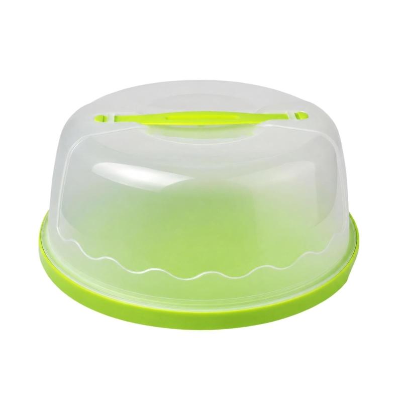 Cake Storage Container with Food-Contact-Grade Plastic, Top Carrying Handle, See-Through Cover and Round Base for Storage