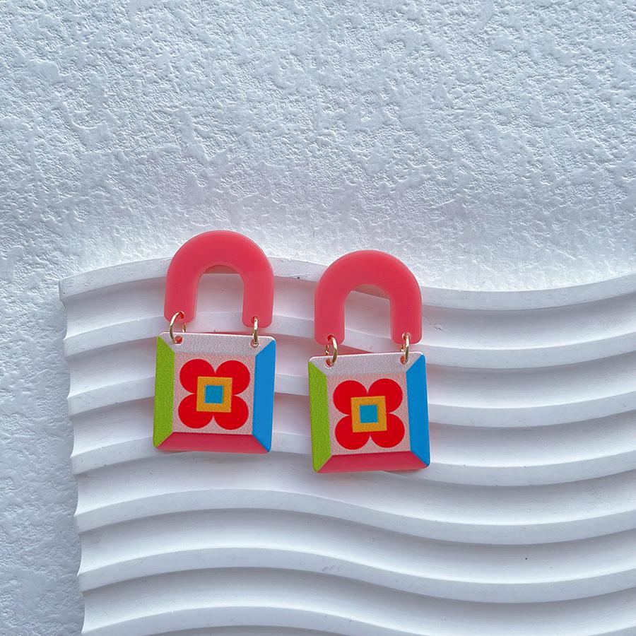 Creative Acrylic Geometric Earrings: Fun Handbag Shape, Irregular INS Style for Women and Girls