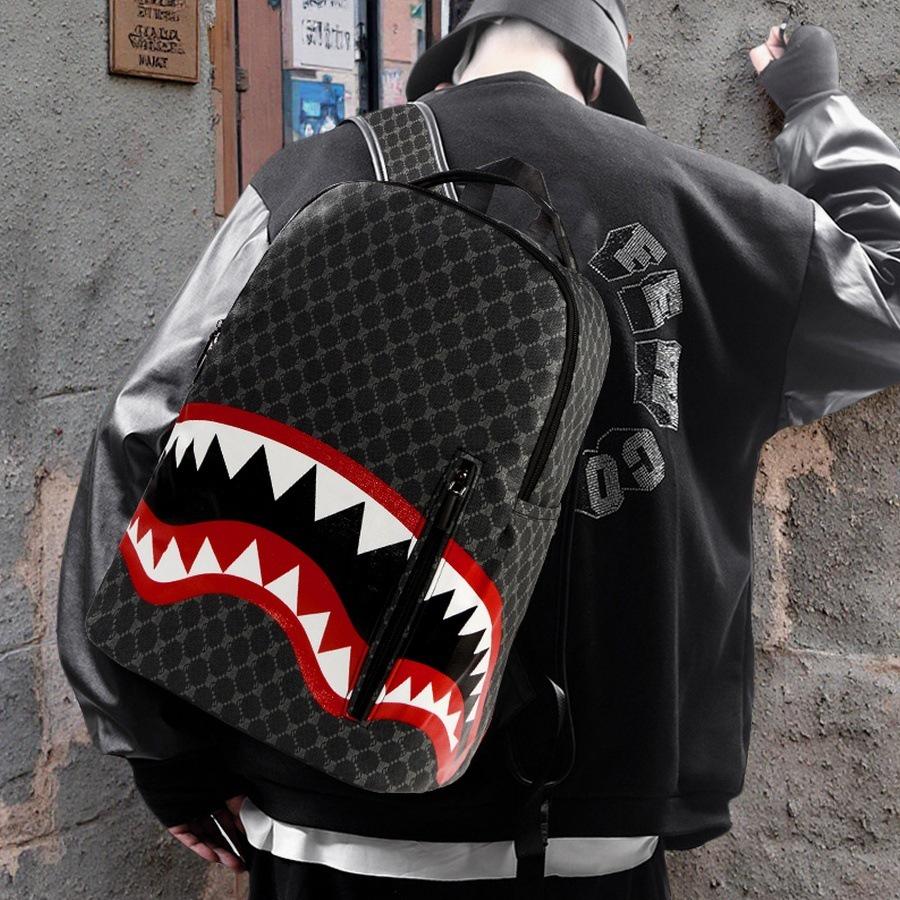 Large Capacity Shark Pattern Crossbody Backpack for Travel and School