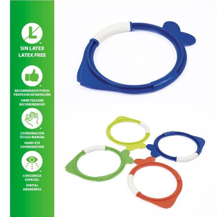 Jouets de piscine - Bestway - Lil Fish - 4 Anneaux de Plongée - Couleurs Vives - PVC Résistant