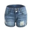 Sommer perforierte gekräuselte elastische Denim-Shorts mit hoher Taille Damenmode Damenbekleidung