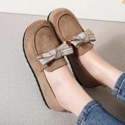 Damen Mokassins Weiche Sohle Niedriger Absatz Elegante Damen Flache Schuhe Modische Schleifenschuhe für Damen Rutschfeste Bequeme Flache Sohle Zapatos