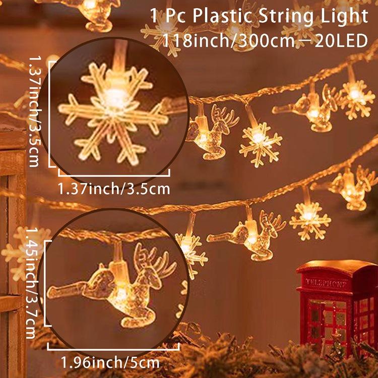 Christmas Tree Snowflake LED String Lights Banner Christmas Decoration 2025 for Home Navidad Xmas Tree Decor Fairy Light Pendant