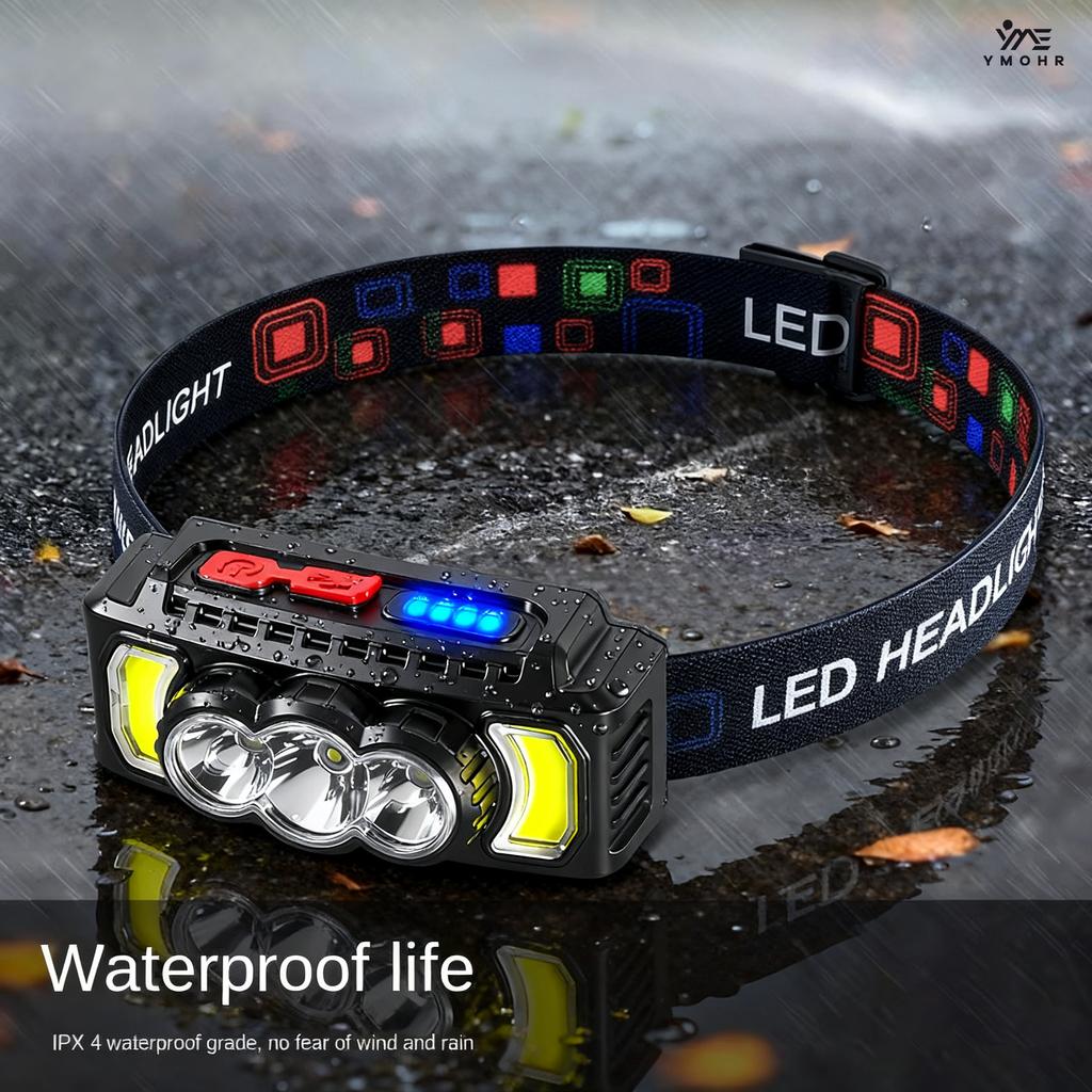 Powerful Headlamp Waterproof Head LED Light 18650 Rechargeable Lamp COB Head Flashlights High Power Head Lamp Fishing Headlight