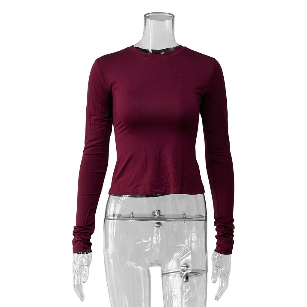 Top de Damă Wildberry Stil Fierbinte High-End Slim Fit Toamnă Stil Francez Elegant Tricou cu Mânecă Lungă Cămașă de Bază