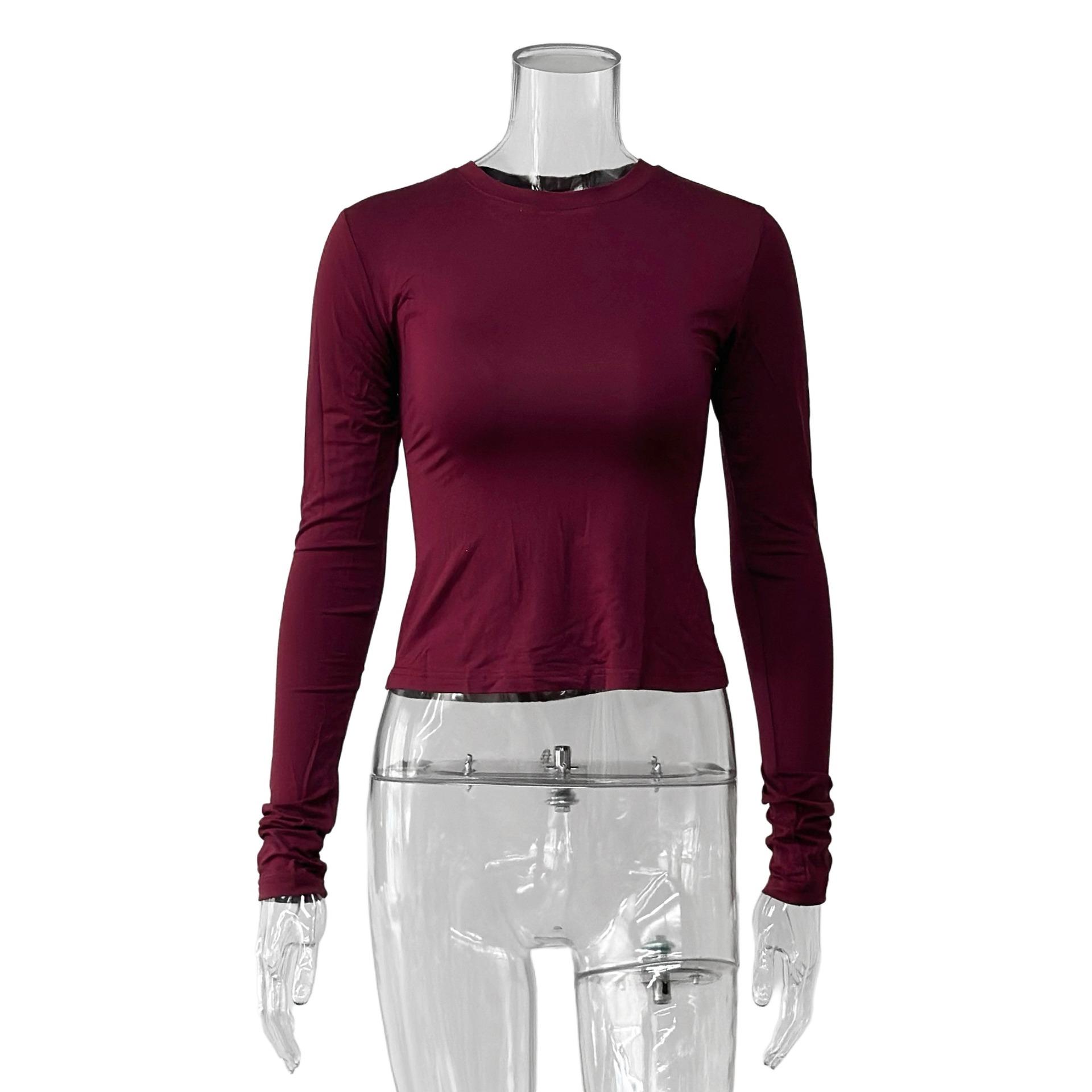 

Wildberry Горячий Стиль Высококлассный Приталенный Женский Топ Осень Французский Стиль Элегантная Футболка с Длинным Рукавом Базовая Рубашка L красный