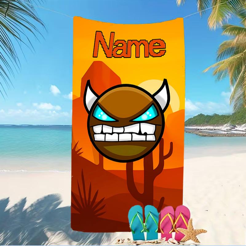 Customizable Personalized Beach Towels Geometry Dash Themed designs.Suitable for the Beach, Yoga, Sports;ideal As Beach Accessories