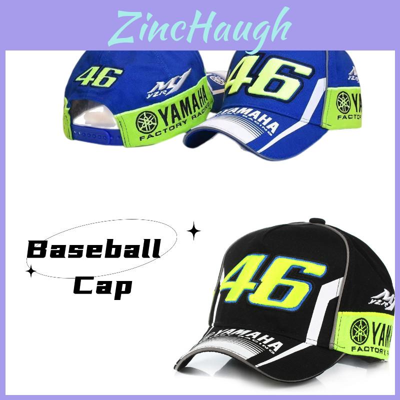 Cappellino Yamaha Racing con Logo Ricamato, Cappello Traspirante a Visiera Piatta Nero e Blu per l'Estate