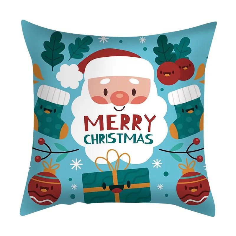 Christmas Set Luxury Home Decor Santa Claus Pattern Fashion Pillow Office Seat Cushion Cover