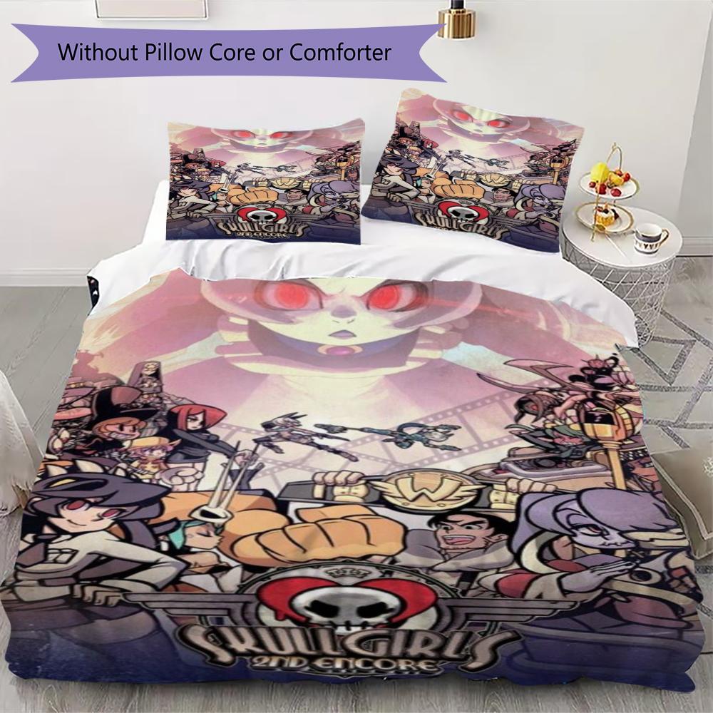 

Skullgirls Pattern Bedding uilt Set uilt Cover Pillowcase Home Decoration Birthday Gift (1 * duvet cover + 2 * pillowcase without core)165 135x200cm