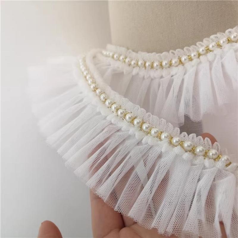 Lolita Mesh Pleated Bead Multi-color Lace DIY Girl Handmade Crafts Gift Dress Skirt Home Textile Multi-purpose Sewing Material