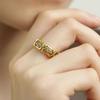 Retro Distressed Gold-Plated Adjustable Women's Ring - Chinese Style Elegant Index Finger Accessory