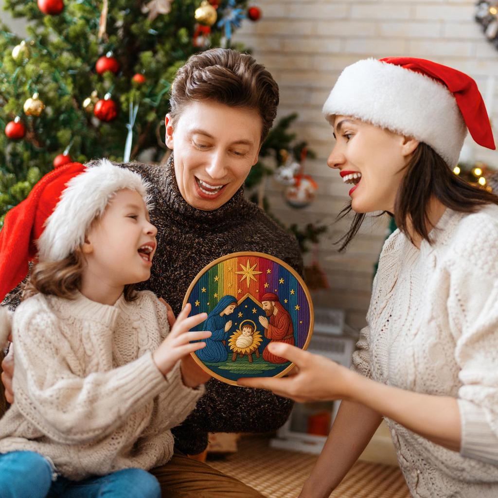 Christmas Embroidery Kit Handmade Artwork Craft Nativity Christmas Ornament Embroidery Kit For Stocking Holiday Fall Halloween