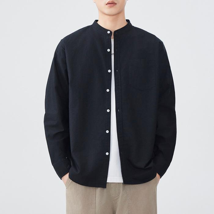 Japanese Retro Oxford Shirt Men's Spring and Summer New Trendy Versatile Long-sleeved Shirt Workwear