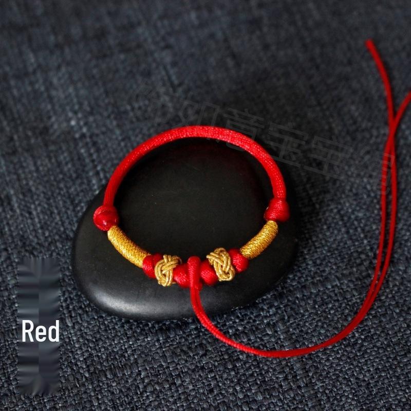 Lucky Baby Adjustable Woven Bracelet - Soft Red Rope for First Birthday, DIY for Boys and Girls