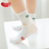 Langsha Girls' Polka Dot Striped Mid-Calf Cotton Socks - 5 Pair Pack