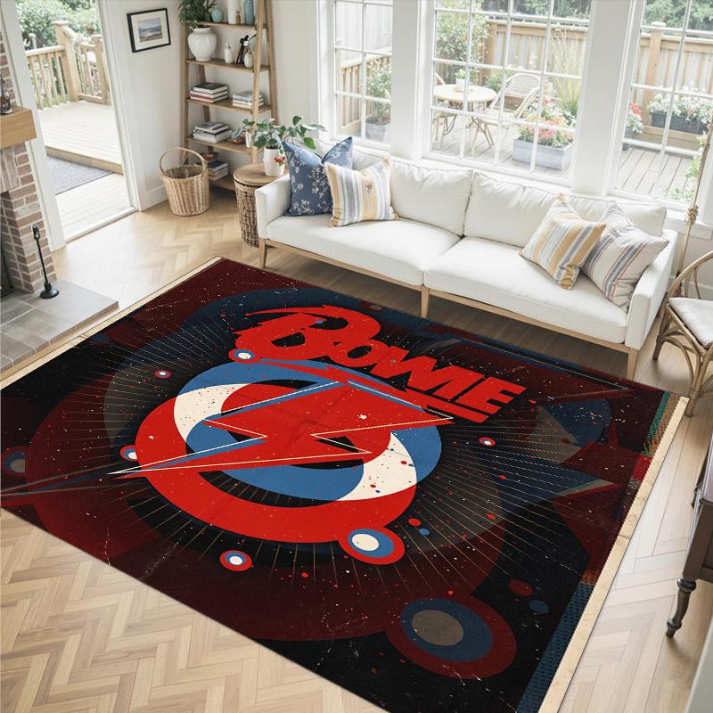 David Bowie Design Kristall Samt Teppich Gemütlich Nicht?Rutschfester Teppich mit Aufdruck für Schlafzimmer Wohnzimmer Eingang