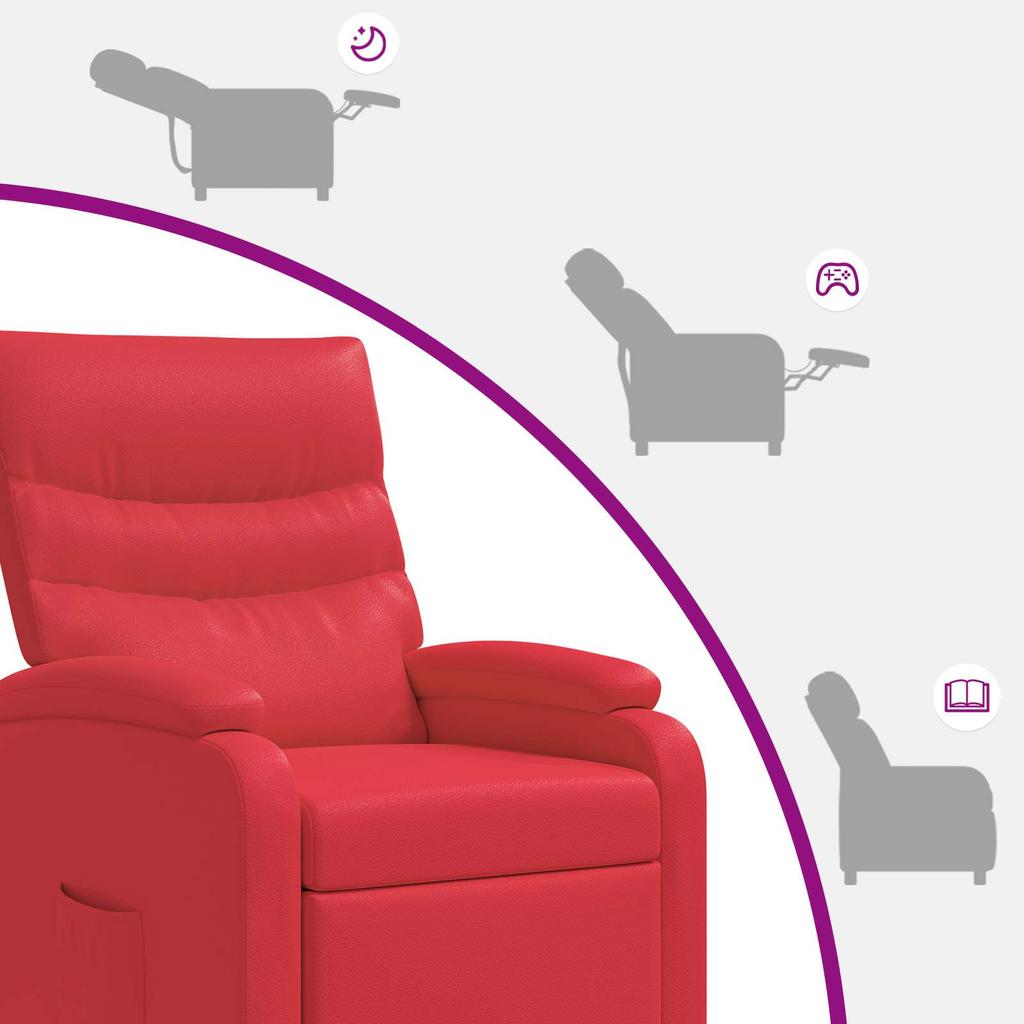 Recliner Chair Red Faux Leather