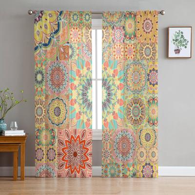 Bohemian Mandala Sheer Voile Κουρτίνες για Σαλόνι Υπνοδωμάτιο σε Εξωτικό Στιλ Παράθυρο Κουρτίνες Τούλι Διαφανές κουρτίνα από σιφόν