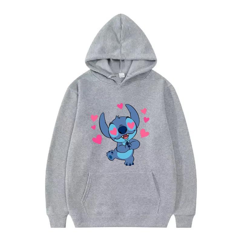 Disney Stitch Pattern Women Hoodies Fashion Sporty Y2k Loose Grey Tops Clothing Pullovers Ladies Cheap Hoodies Sweatshirts