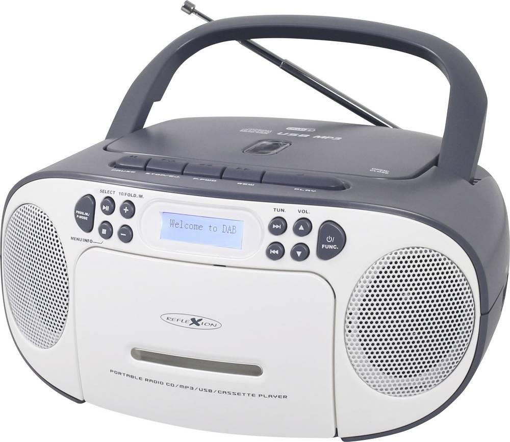 Reflexion RCR2260DAB/GR, Tragbares CD/MP3-Cassetten-USB-DAB+-Stereo Radio (2x12 Watt max. Musikleistung) 3,5 mm AUX-IN Anschluss und 3,5mm Kopfhörerausgang, Digitales LCD-Display,Grau - Bild 4