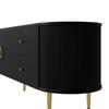 TV Cabinet, Lowboard, Three-Dimensional Wave Structure, Rounded Edges, MDF Carcass, Aluminum Handles, Iron Feet, Fixed Shelf, Cable Grommet