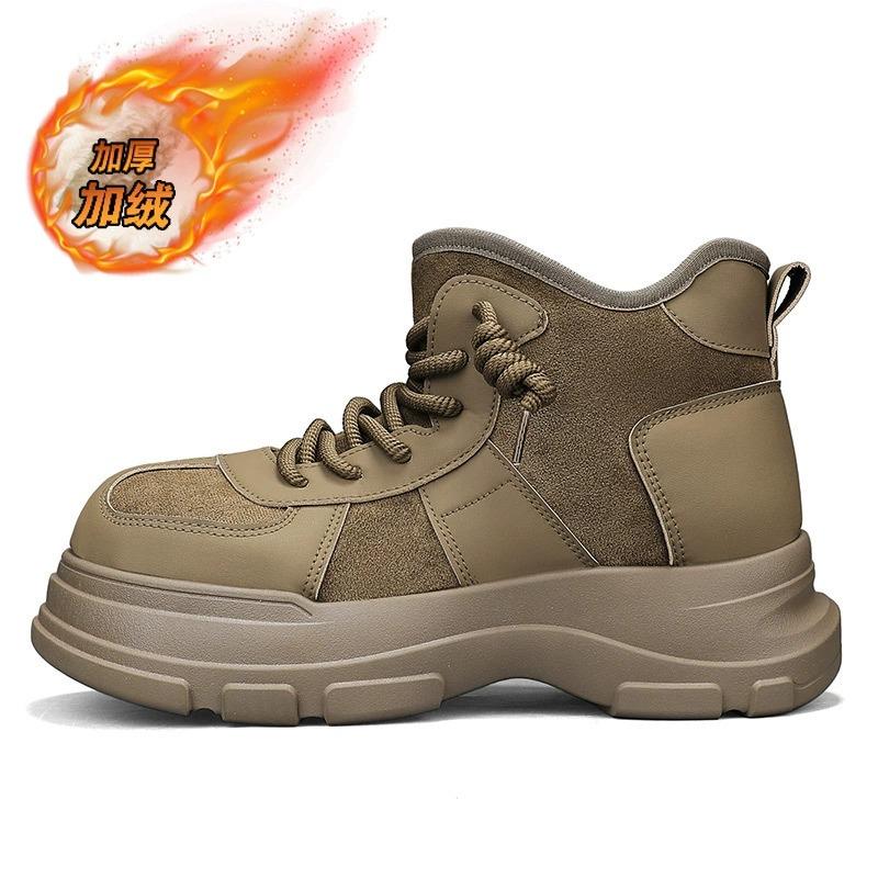 Winter Mens Platform Snow Boots Fashion Thick-Soled Fleece-Lined Cotton Shoes For Men Comfort Warm Cotton High-Top Boots For Men