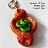 Realistic Artificial Fruit Puff Pastry Keychain With Sturdy Gold Key Ring For Backpack Decoration Cute Gift For Dessert Lovers