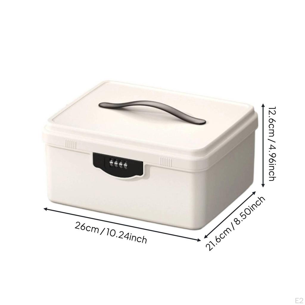 Lockable Storage Box Combination Lock Organizer Portable Bin with Carry Handle and