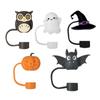 Silicone Straw Caps Cute Reusable Dustproof Straw Toppers Easy Clean Ghost Straw Cover Cup Decor Halloween Party Accessories